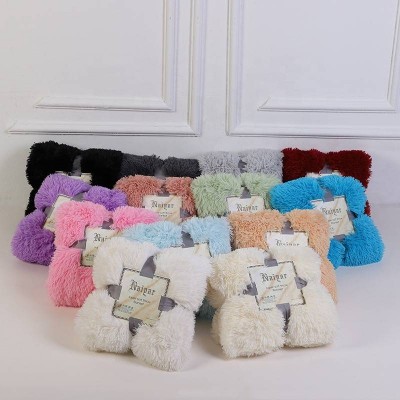 High quality super soft colorful plush warm cozy fluffy faux fur throw blanket luxury brand